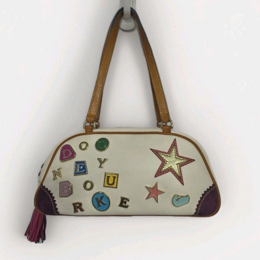 Vintage Dooney & Bourke x Lindsay Lohan White Y2K Shoulder Charm Bag Rare!